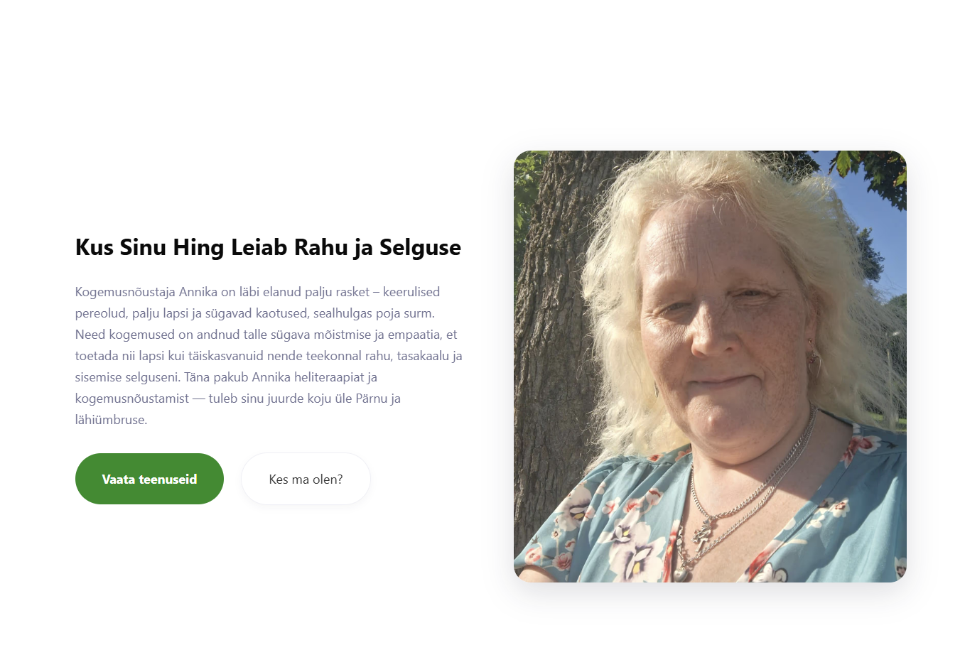 Hingehoidja kodulehe vaade