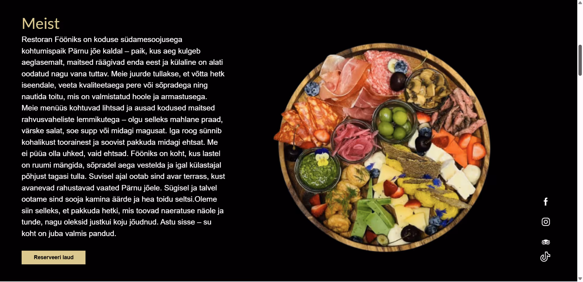 Restoran Fööniks – kodulehe vaade 2
