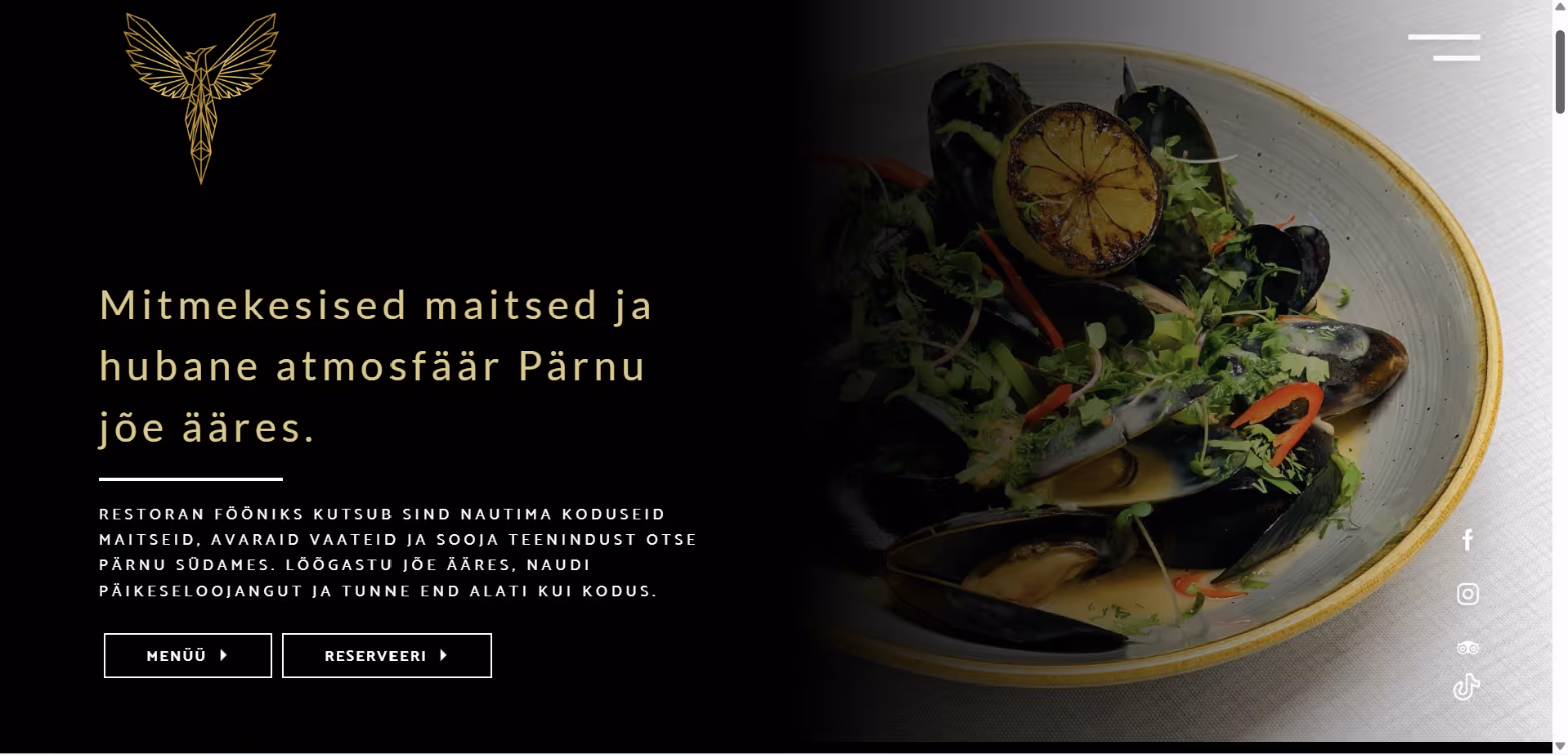Restoran Fööniks – kodulehe vaade 1