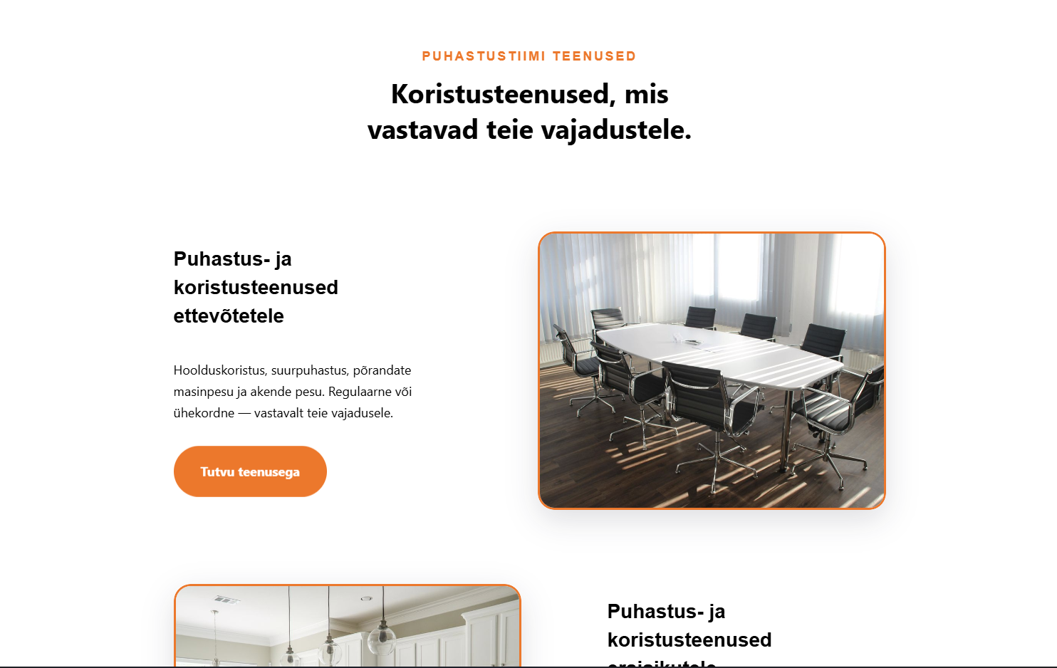Puhastustiim – kodulehe vaade 1