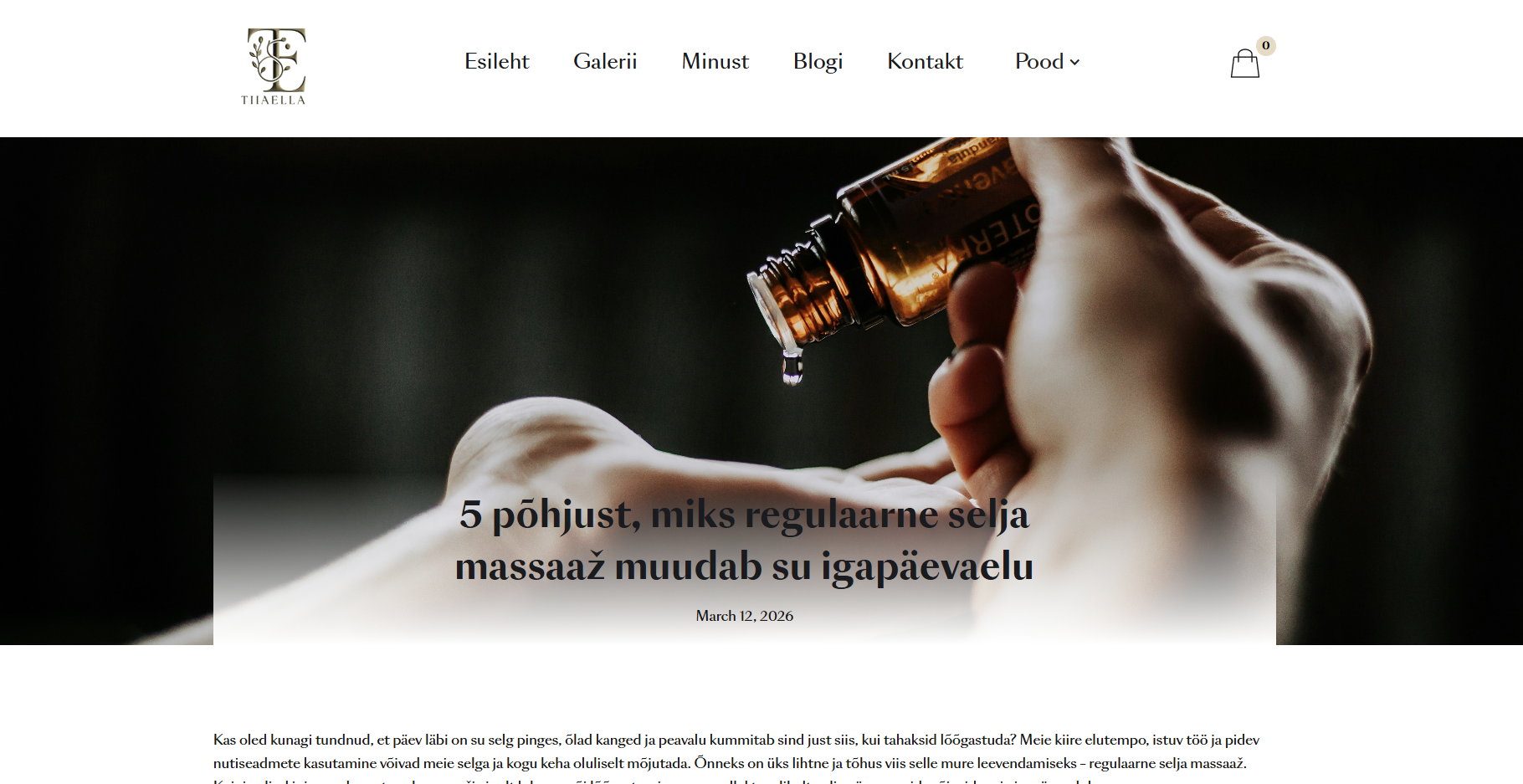Tiiaella.ee – kodulehe vaade 1