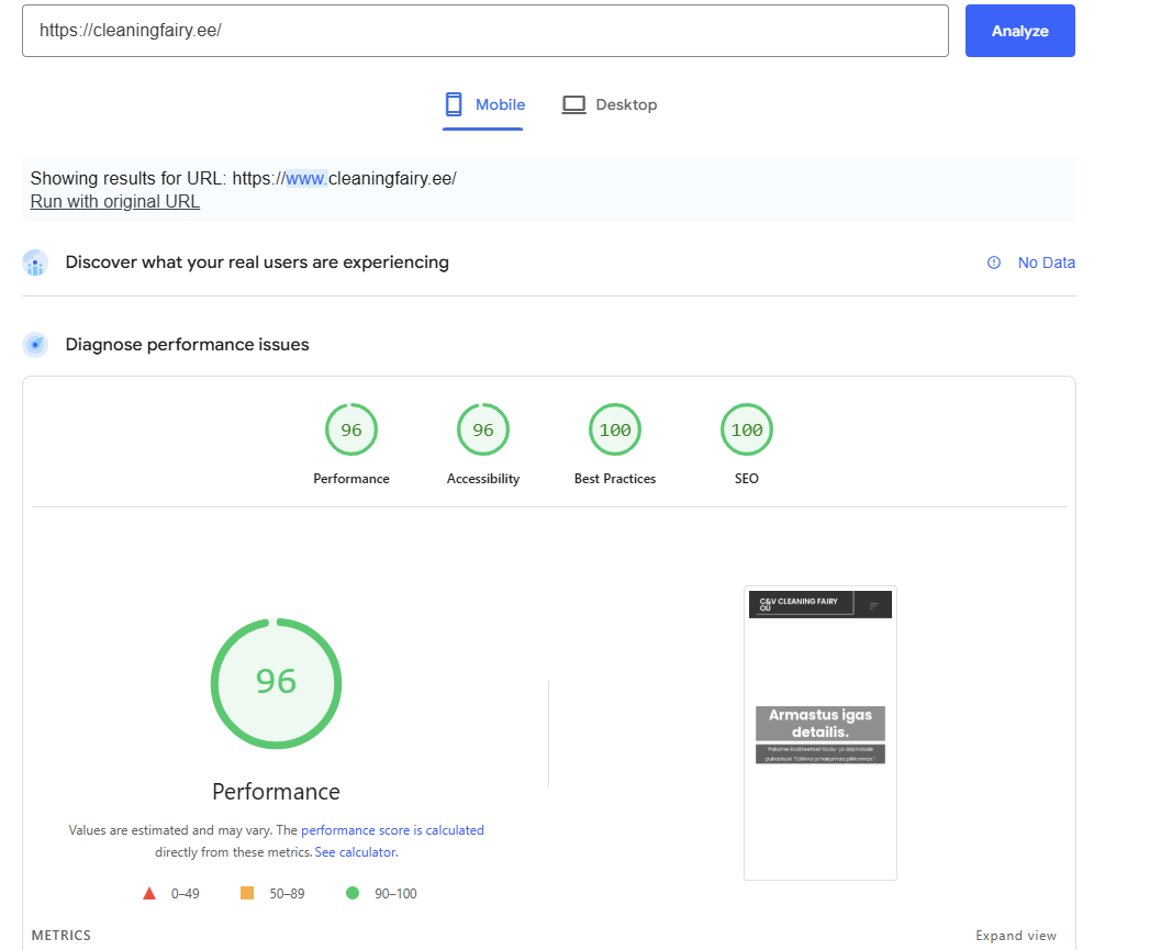 SEO ja leitavus Googles – näide 2